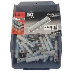 DIAGER Chevilles Nylon Diam 6-8-10 Avec Vis Fixation (Sachet 50 Pièces)