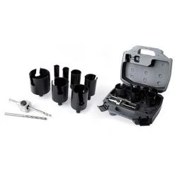 DIAGER Mallette Scie Trépan Carbure Plombier 10pcs D.19-25-32-38-44-57-68 + Pilote + 2 Forets