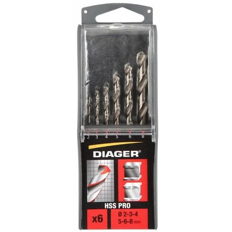 DIAGER Coffret Plastique De 6 Forets HSS Meulés Ø 2-3-4-5-6-8 3 DIAGER Coffret Plastique De 6 Forets HSS Meulés Ø 2-3-4-5-6-8
