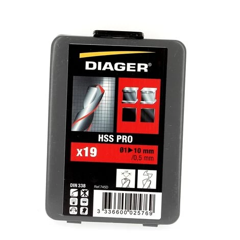 DIAGER Coffret Métal De 19 Forets HSS Meulés De Ø 1 A Ø 10 3 DIAGER Coffret Métal De 19 Forets HSS Meulés De Ø 1 A Ø 10