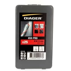 DIAGER Coffret Métal De 25 Forets HSS Meulés De Ø 1 A Ø 13