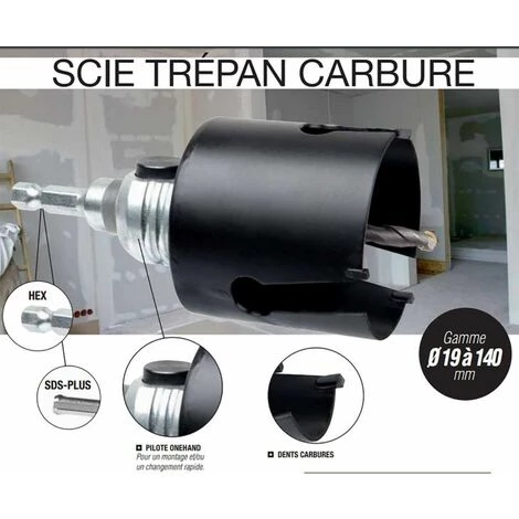 Scie Trépan Carbure Diamètre 19mm Profondeur Coupe 60mm DIAGER 4 Scie Trépan Carbure Diamètre 19mm Profondeur Coupe 60mm DIAGER – Image 2