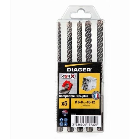 Coffrets De 5 Forets Béton DIAGER SDS-plus - 112Q 3 Coffrets De 5 Forets Béton DIAGER SDS-plus - 112Q