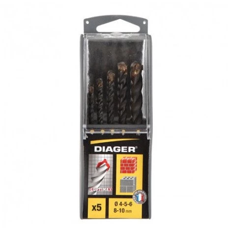 5 Forets Béton OPTIMA-3 Ø4-5-6-8-10 Mm - DIAGER 3 5 Forets Béton OPTIMA-3 Ø4-5-6-8-10 Mm - DIAGER